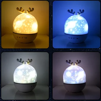 Лампа-проектор, ночник со звездным небом, проектор, декор для спальни, Bluetooth, вращающаяся музыка, Детский ночник, подарок для детей