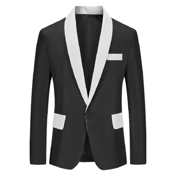 Весенне-осенняя фирменная новинка, деловая повседневная мужская куртка, молодежная модная куртка, черно-белый синий костюм, мужская куртка