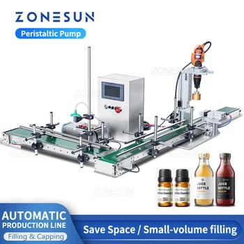 Настольная Автоматическая Линия розлива жидкости ZONESUN ZS-FAL90S с Укупорочной Машиной, Перистальтическим Магнитным Насосом для Наполнения небольших бутылок