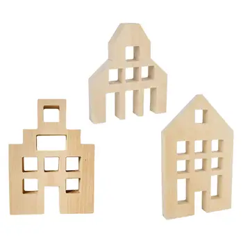 3 шт. деревянный домик, деревянный игровой набор для раннего обучения, орнамент для мальчиков и девочек, дети в возрасте от 4 до 8 лет, дошкольники в помещении на открытом воздухе