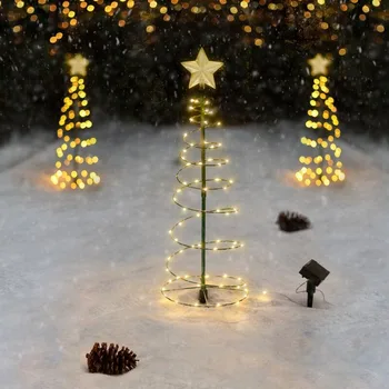 Уличные огни Рождественской елки Водонепроницаемые фонари на солнечных батареях Уличный садовый световой столб для новогоднего украшения сада