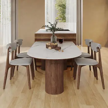 Простота Кухонной мебели из массива дерева Столешница из каменной плиты и 25 мм Утолщенная Опорная доска Обеденный Стол Деревянные наборы для столовой