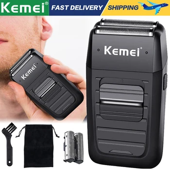 Электробритва Kemei, профессиональный Триммер для бороды, USB Перезаряжаемый Станок для бритья, Электрическая Бритва для бороды, Триммер для мужчин KM-1102