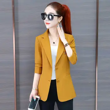 Короткая куртка, пальто, женский весенне-осенний модный темпераментный топ, корейский свободный повседневный пиджак с длинным рукавом, маленький женский костюм
