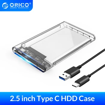 ORICO HDD Case 2,5 дюймовый Прозрачный Чехол для жесткого диска SATA-USB 3,0 3,1 Без инструментов 5 Гбит/с UASP Type C SSD Корпус жесткого диска 10 Гбит/с
