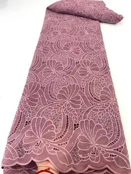 Белая Нигерийская Африканская Кружевная ткань 2022 Высококачественное Кружево из 100% хлопка, Гипюровый Шнур, Кружевная ткань для свадебной вечеринки