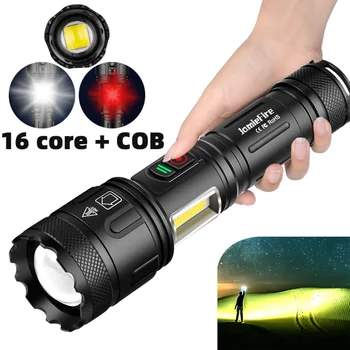 50 Вт COB светодиодный фонарик с сильным светом, USB-C, Перезаряжаемый Алюминиевый Сплав с боковым освещением