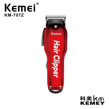 Электрическая машинка для стрижки Kemei KM-707Z, фарфоровая красная углеродистая сталь, регулируемая двухзубая режущая головка, бесшумное шумоподавление