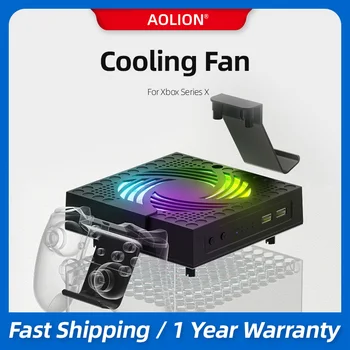 Охлаждающий вентилятор для Xbox Series X с RGB подсветкой, 3 уровня Регулировки скорости вращения, система охлаждения вентилятора 1500/1750/2000 об/мин USB