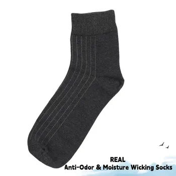 Хлопчатобумажные носки с серебряной пропиткой, носки с электропроводящим заземлением, мужские носки с защитой от запаха/бактериальной влаги, 3 пары