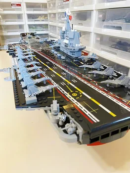 Sembo Block Авианосец Шаньдун Со светодиодными строительными блоками Военный линкор Кирпичное Оружие Военный корабль игрушки Корабль Warcraft Лодка