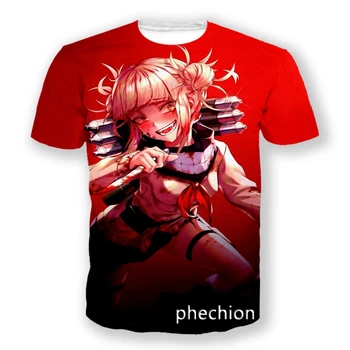 phechion, Новая модная Мужская/Женская футболка Himiko Toga с 3D принтом и коротким рукавом, Повседневная летняя футболка в стиле хип-хоп, Топы S41