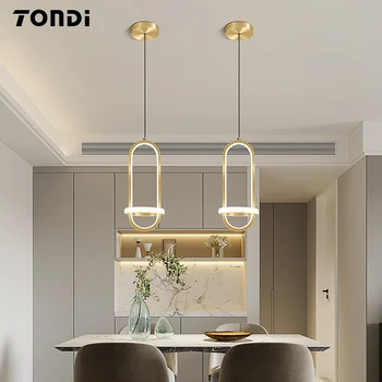 Современная минималистичная прикроватная люстра TONDI, Новая светодиодная люстра в скандинавском стиле, люстра из черного золота в спальне