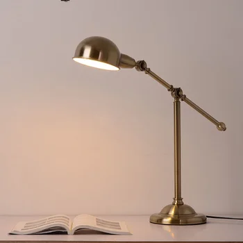 Новая американская настольная лампа Для защиты глаз, Бронзовый Металлический Складной Гостиничный Декор для дома, Настольная лампа для учебы в спальне отеля