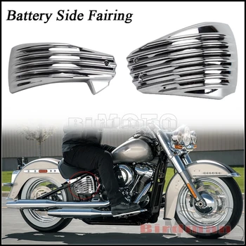 Для Harley Softail FLDE FLHCS FXBB FXLR FXST 2018-2022 1 пара Мотоциклов Черный/Хромированный Аккумулятор Боковая Крышка Обтекатель Панель Украшения