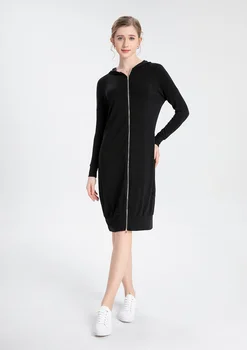 2023 весенне-летнее женское платье на молнии из мягкого модала с двойной резинкой, дышащая женская одежда, закрывающая колено