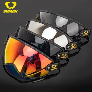 SOMAN Ретро мотоциклетные очки, Универсальный велосипедный пузырчатый козырек, защита от ультрафиолета, винтажные очки для верховой езды, шлем, защита линз, солнцезащитные очки