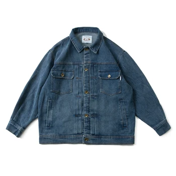 Новое поступление, рабочая одежда Cityboy Свободного силуэта, джинсовая куртка с выстиранной старой текстурой, молодежное мужское японское пальто