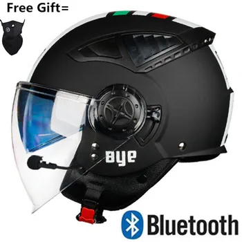CE, совместимый с Bluetooth, мотоциклетный шлем с открытым лицом, шлем для скутера, мотоцикл с гарнитурой, Электрический Велосипедный шлем Casco Moto