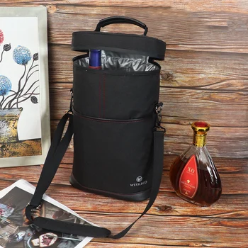 Большая Изолированная Винная сумка WESSLECO с 2 бутылками для путешествий, Уличный термохолодильник, сумка-холодильник для пикника