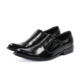 Итальянская осенне-зимняя Черная Официальная обувь, Элегантная деловая обувь с острым носком Большого размера, мужская офисная обувь из натуральной коровьей кожи