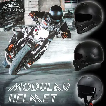 Модный полнолицевой шлем с открытым лицом, Мотоциклетные Модульные шлемы для мужчин-взрослых, Уличный велосипед, Круизер, Скутер, Одобренный ЕЭК