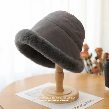 Многослойная меховая шапка, Рыбацкая шапка, защита ушей, Модная теплая зимняя шапка с меховым шариком