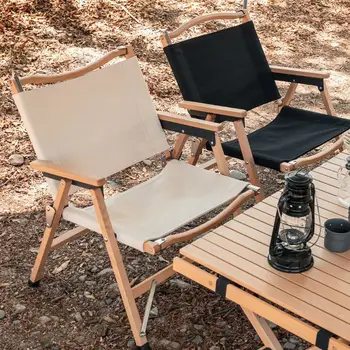 Складной стул для отдыха на открытом воздухе из массива бука, Кемпинг, Переносной Деревянный Стул Kermit, Кофейня, Стул для молочного чая