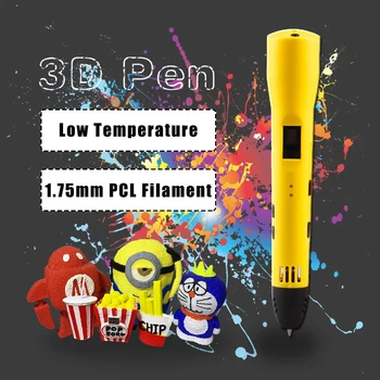 1 шт. Низкотемпературная ручка для 3D-печати с ЖК-дисплеем QW01-012B с нитью PCL 1,75 мм Для рисования 3D-моделей