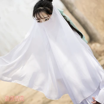 Вуаль Шифоновая Белая Элегантная Hanfu Fairy Аксессуары В древнем стиле Для Ежедневной защиты от Солнца