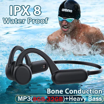 Наушники с костной Проводимостью Ture Для Плавания IPX8 Водонепроницаемый 32 ГБ MP3-плеер Беспроводные Bluetooth-Наушники для Спортивной Гарнитуры HiFi