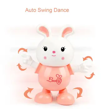 Электрическая игрушка-Кролик 2-в-1 Со Светом И музыкой, Прекрасный Качающийся Кролик, Ранние Развивающие Интерактивные Игрушки, Танцующее Животное, Музыкальная Игрушка