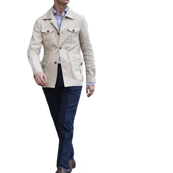 Мужские весенне-осенние хлопчатобумажные куртки в британском Винтажном стиле, приталенное пальто