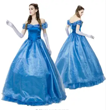 Роскошные костюмы Принцессы Золушки Для взрослых, Маскарадное платье из сказки на Хэллоуин, Бальное платье, Синее платье принцессы
