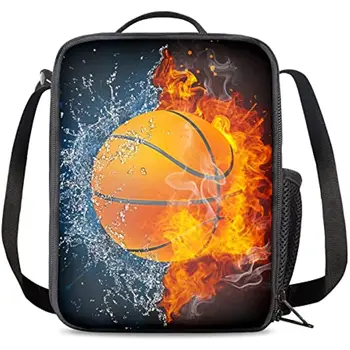 Баскетбольный изолированный прочный ланч-бокс с плечевым ремнем, школьная сумка для ланча, сумка-тоут для офиса, школы, пикника, пляжа
