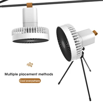 Многофункциональный портативный вентилятор для кемпинга емкостью 10000 мАч, Перезаряжаемый мини-вентилятор USB, Потолочный вентилятор для кемпинга на открытом воздухе, подставка для штатива, Настольный вентилятор