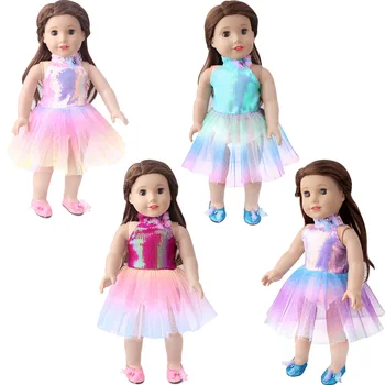 18-Дюймовая американская кукольная одежда для девочек, Юбка, Красное Фиолетовое платье Принцессы 43 см, Кукла Реборн, Подарочные игрушки DIY, Аксессуары для кукольного домика