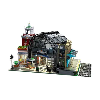 Модульный вид, Городская станция, Пункт приема, Холл, Совместимый с 89154 MOC Street Building Series, Игрушки для мальчиков, Кубики, подарки на день рождения