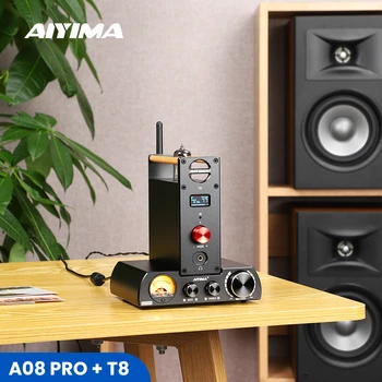AIYIMA Audio T8 Bluetooth Ламповый Предусилитель Предусилитель A07 Усилитель Мощности A08 Pro TPA3255 Bluetooth 5,0 VU Meter Amplificador 300 Вт