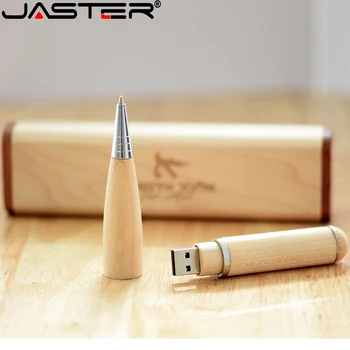 JASTER горячая продажа креативный деревянный USB-накопитель авторучка USB + коробка (бесплатный логотип) USB 2.0 флэш-накопитель 16 ГБ 32 ГБ 64 ГБ 128 ГБ флешка
