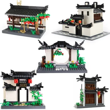 Знаменитая китайская классическая архитектура Хуэйчжоу, строительный блок, Коллекция игрушек в стиле Хуэй, сборка модели
