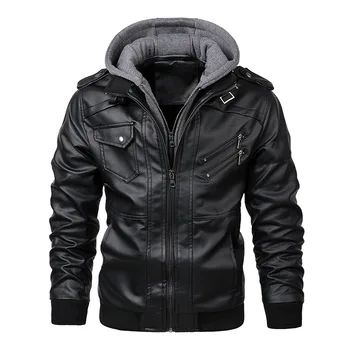 Новые мужские кожаные куртки, Осенняя повседневная мотоциклетная куртка из искусственной кожи, байкерские кожаные пальто, Брендовая одежда Европейского размера SA722