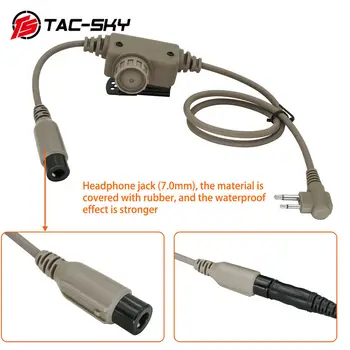 TAC-SKY 2-контактный адаптер Motorola RAC PTT, Совместимый с тактической гарнитурой COMTAC I II III /SORDIN /Tci liberator II/TEA Hi-Threat Tier