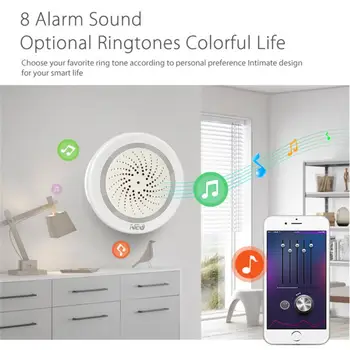 Tuya Alarm Умная Сирена Wifi Датчик звуковой и световой сигнализации USB умный датчик Совместим с Alexa Google Home для домашней безопасности