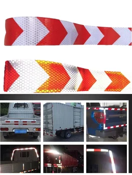 5 см * 45 м, Белая светоотражающая Красная стрелка, саржевый направляющий знак, клейкая предупреждающая лента безопасности, наклейка для грузовика, автомобиля, мотоцикла