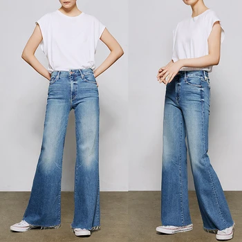 Женские Свободные джинсы 2023, новые модные повседневные Джинсовые брюки с Широкими Штанинами, Тянущиеся до пола