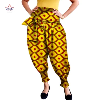 Хлопковые брюки полной длины с принтом дашики, эластичный пояс, Анкара, высокие брюки, Африканские брюки для женщин, Африканская женская одежда WY9986