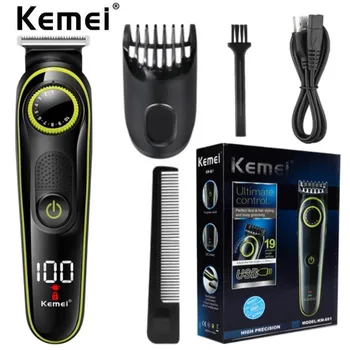 Kemei Men 20 Регулируемый По Длине Триммер для Бороды Прецизионная Электрическая Перезаряжаемая Машинка для стрижки волос Для лица Мощный автомат для резки