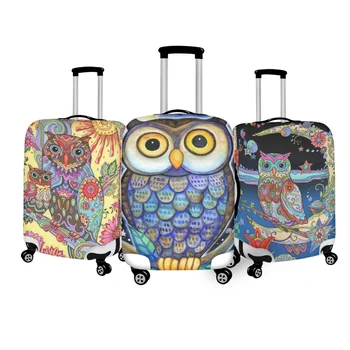 Twoheartsgirl Модный чехол для багажа с дизайном совы, эластичные чехлы для багажа, подходящие для чемодана размером от 18 до 32 дюймов, аксессуары для путешествий