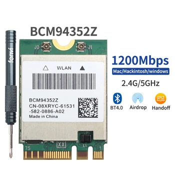 Хакинтош macOS BCM94352Z BCM94360NG DW1560 M.2 WiFi Адаптер Беспроводной 1200 Мбит/с 802.11ac 2,4 ГГц/5G Bluetooth 4,0 Карта NGFF